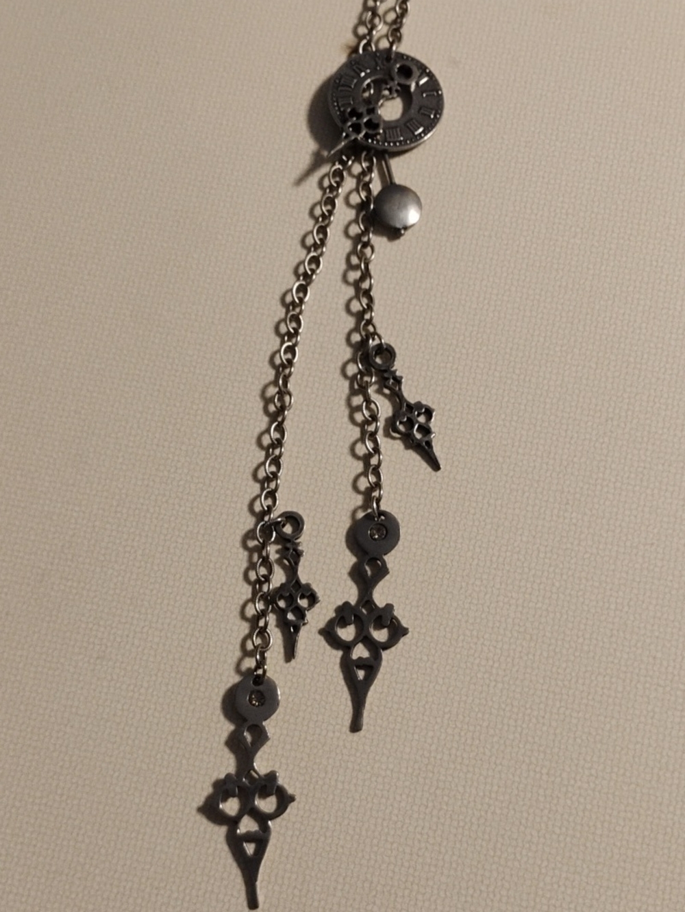 Martha Rotten Pewter Clock Hand Drop Necklace